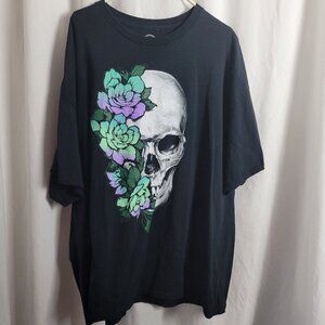 DOM Skull Floral SHIRT 3X Plus Whimsigoth Edgy Gothic Dark Cottagecore graphic